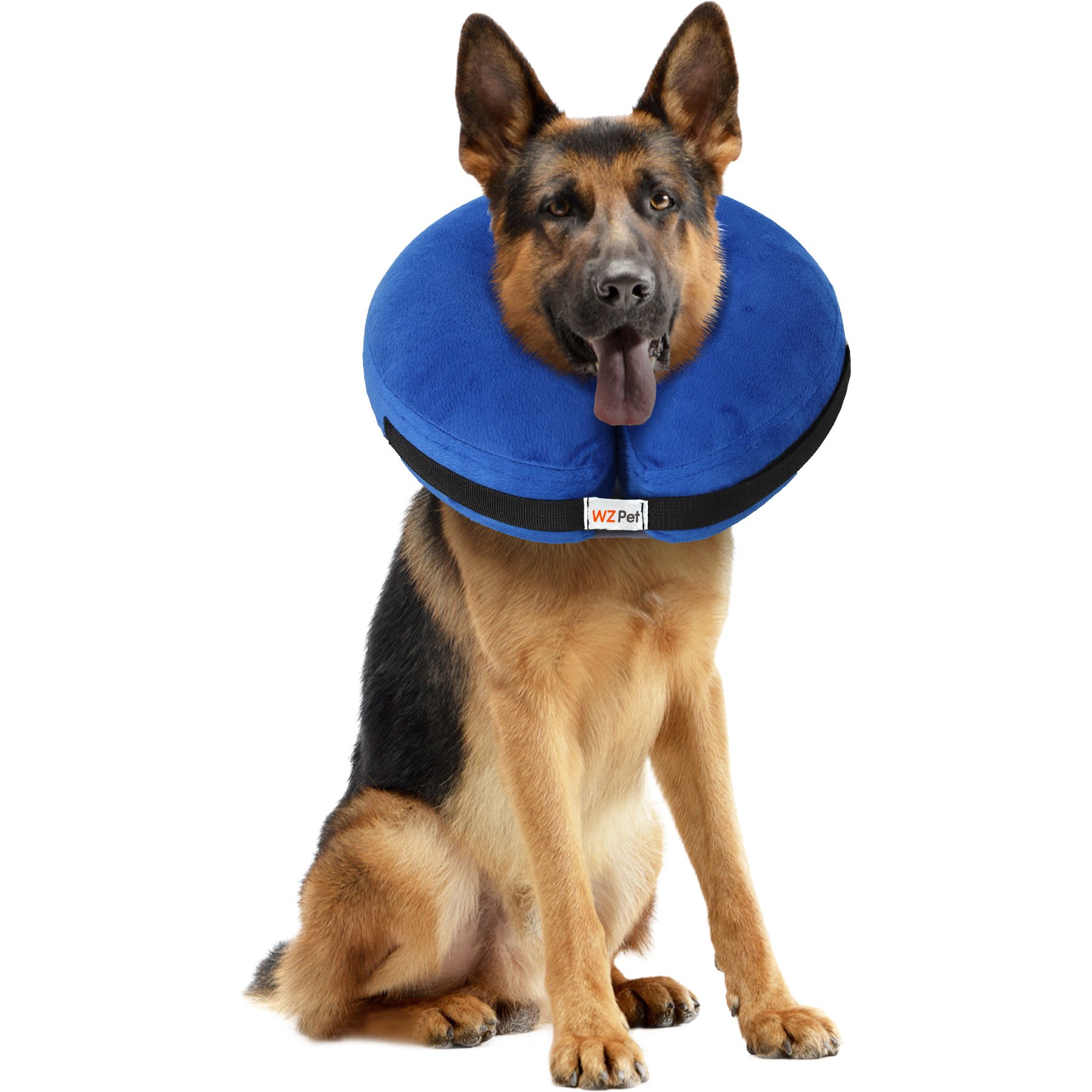 WZ PET Soft Plush Dog & Cat Inflatable Recovery Cone E-Collar, Blue, X-Large