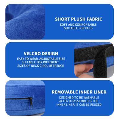 Show full view: WZ PET Soft Plush Dog & Cat Inflatable Recovery Cone Collar, Blue, Medium slide 3 of 7