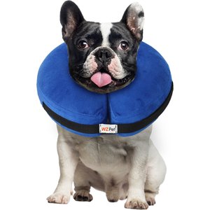 WZ PET Soft Plush Dog & Cat Inflatable Recovery Cone E-Collar, Blue, Medium