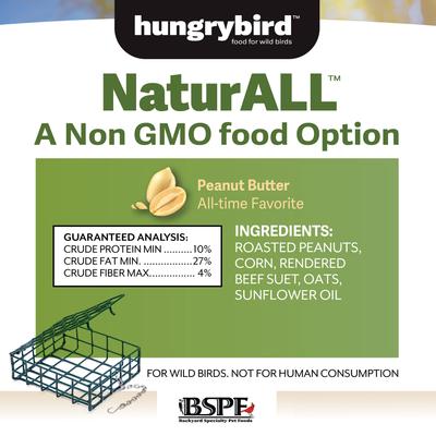 Show full view: Backyard Specialty Pet Foods Hungrybird NaturAll Non-GMO Peanut Butter Suet Cake Songbird Food, 12-oz box slide 3 of 5