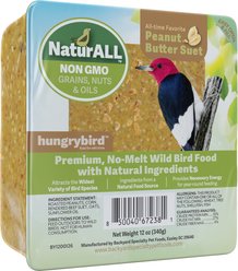 Backyard Specialty Pet Foods Hungrybird NaturAll Non-GMO Peanut Butter Suet Cake Songbird Food, 12-oz box