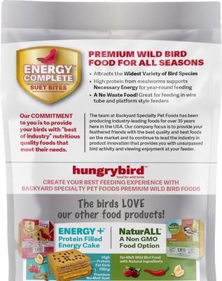 Show full view: Backyard Specialty Pet Foods Hungrybird Energy Complete Mealworm Blend Suet Bites Songbird Food, 48-oz bag slide 4 of 7