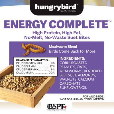 Show full view: Backyard Specialty Pet Foods Hungrybird Energy Complete Mealworm Blend Suet Bites Songbird Food, 48-oz bag slide 3 of 7