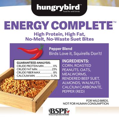Show full view: Backyard Specialty Pet Foods Hungrybird Energy Complete Hot Pepper Suet Bites Songbird Food, 48-oz bag slide 3 of 3
