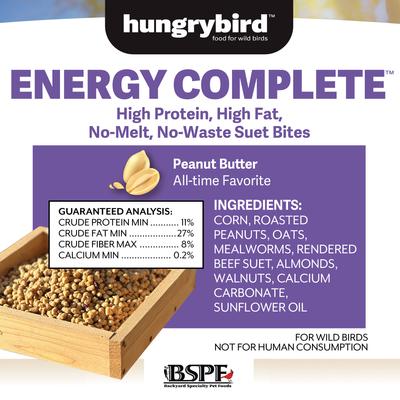 Show full view: Backyard Specialty Pet Foods Hungrybird Energy Complete Peanut Butter Suet Bites Songbird Food, 48-oz bag slide 3 of 6