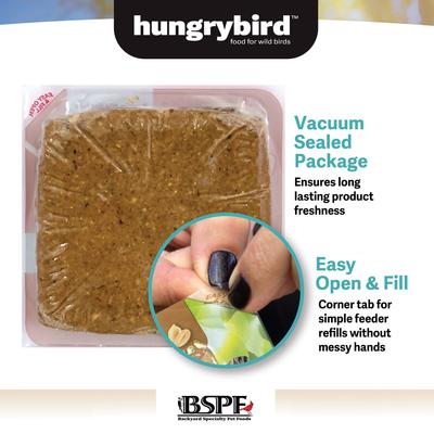 Show full view: Backyard Specialty Pet Foods Hungrybird Energy High Protein Mealworm Peanut Butter Filling No-Melt Suet Cake Songbird Food, 12-oz box slide 2 of 3