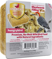 Backyard Specialty Pet Foods Hungrybird Energy High Protein Mealworm Peanut Butter Filling No-Melt Suet Cake Songbird Food, 12-oz box