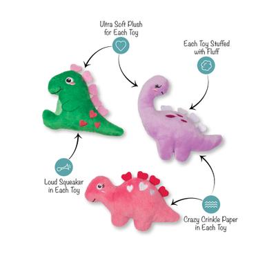 Show full view: Fringe Studio Saur Much Love Plush Dog Toy Set, 3 count slide 2 of 3