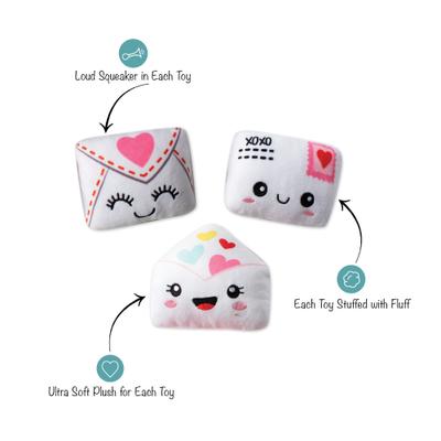 Show full view: Fringe Studio Sealed with a Kiss Plush Dog Toy Set, 3 count slide 2 of 3