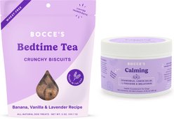 Bocce's Bakery Bedtime Tea Banana, Vanilla & Lavender Dog Treats, 5-oz bag + Soft Chew Calming Supplement for Dogs, 60 count