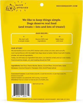 Show full view: Bocce's Bakery Burgers & Fries Beef, Sweet Potatoes & Cheese Dog Treats, 5-oz bag + Bac'n Nutty PB & Bacon Training Bites Dog Treats, 6-oz bag slide 7 of 9