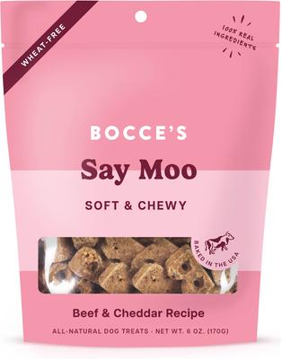 Show full view: Bocce's Bakery Say Moo Beef & Cheddar Recipe Soft & Chewy Dog Treats, 6-oz bag + Sunday Roast Chicken & Pumpkin Recipe Soft & Chewy Dog Treats, 6-oz bag slide 2 of 9