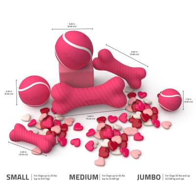 Show full view: Playology Valentine's Box Bundle Red Velvet Scented Chew Dog Toys, Pink, Medium, 2 count slide 7 of 8
