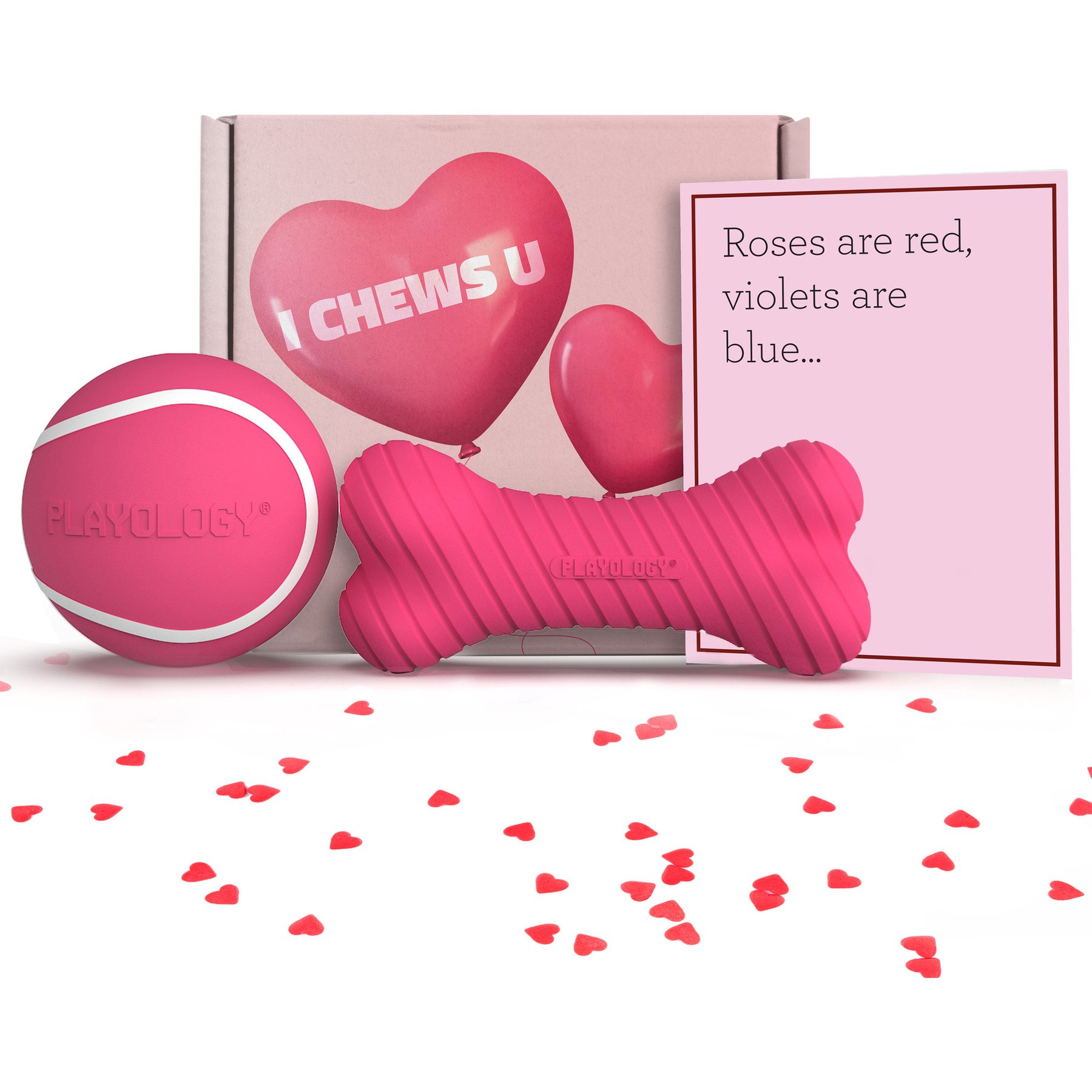 Playology Valentine's Box Bundle Red Velvet Scented Chew Dog Toys, Pink, Jumbo, 2 count