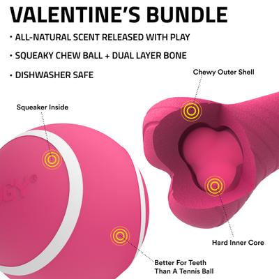 Show full view: Playology Valentine's Box Bundle Red Velvet Scented Chew Dog Toys, Pink, Medium, 2 count slide 2 of 8