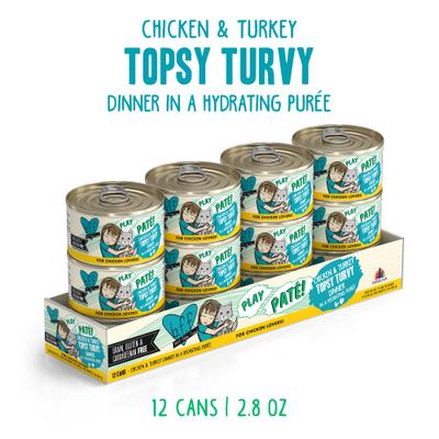 Show full view: BFF Play Pate Lovers Chicken & Turkey Topsy Turvy Wet Cat Food, 2.8-oz can, pack of 12 slide 3 of 12