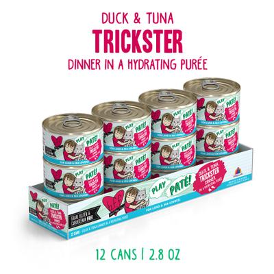 Show full view: BFF Play Pate Lovers Duck & Tuna Trickster Wet Cat Food, 2.8-oz can, pack of 12 slide 3 of 12