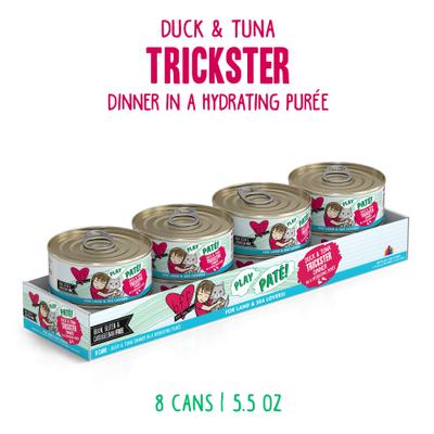 Show full view: BFF Play Pate Lovers Duck & Tuna Trickster Wet Cat Food, 5.5-oz can, pack of 8 slide 3 of 12