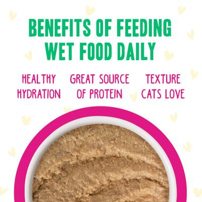 Show full view: BFF PLAY Best Feline Friend Pate Lovers, Aw Yeah! Fowl Play Yellow Pates Variety Pack Wet Cat Food, 2.8-oz can, case of 18 slide 7 of 12