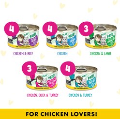BFF PLAY Best Feline Friend Pate Lovers, Aw Yeah! Fowl Play Yellow Pates Variety Pack Wet Cat Food, 2.8-oz can, case of 18 slide 2 of 9