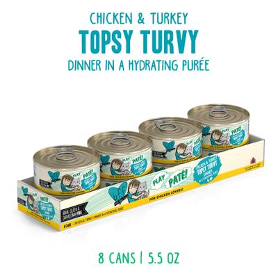 Show full view: BFF Play Pate Lovers Chicken & Turkey Topsy Turvy Wet Cat Food, 5.5-oz can, pack of 8 slide 3 of 12