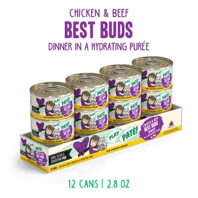 Show full view: BFF Play Pate Lovers Chicken & Beef Best Buds Wet Cat Food, 2.8-oz can, pack of 12 slide 3 of 12