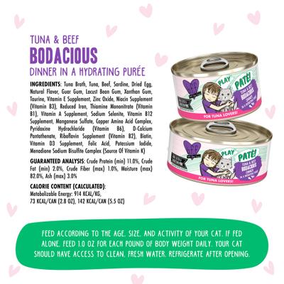 Show full view: BFF Play Pate Lovers Tuna & Beef Bodacious Wet Cat Food, 5.5-oz can, pack of 8 slide 5 of 12