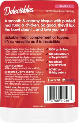 Show full view: Hartz Delectables Lickable Treat Bisque Tuna & Chicken Lickable Cat Treats, 1.4-oz, case of 12 slide 8 of 13