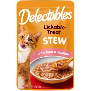 Hartz Delectables Lickable Treat Stew Tuna & Salmon Lickable Cat Treats, 1.4-oz pouch, 1 count