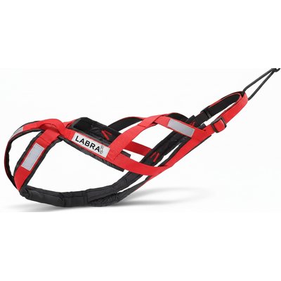 Labra Labra Canine Bike & Skijoring Canicross Pulling Reflective Dog Harness, Red, XX-Large