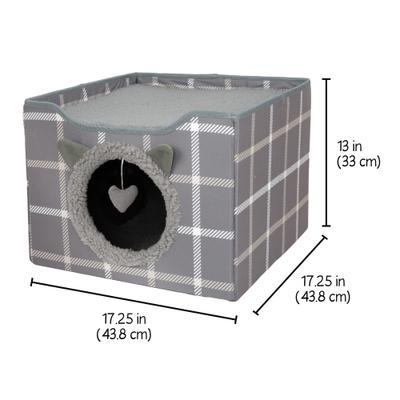 Show full view: Kitty City Folding Cube Cat House with Bed, Grey slide 7 of 9