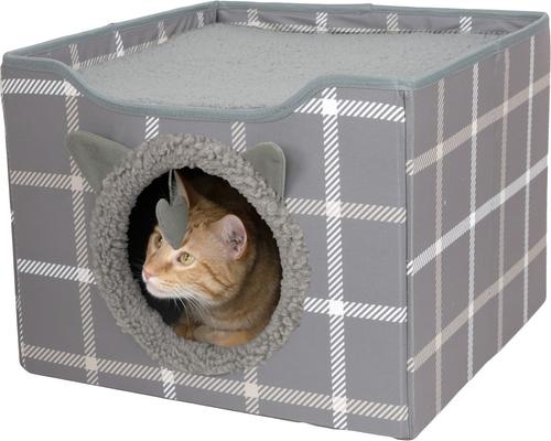 Show full view: Kitty City Folding Cube Cat House with Bed, Grey slide 3 of 9