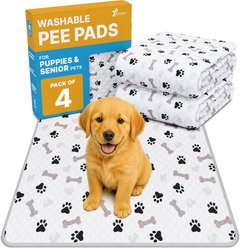 Green Lifestyle Printed Reusable Cat & Dog Pee Pads, Blue & White, 34 x 36-in, 4 count