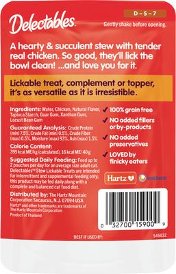 Show full view: Hartz Delectables Lickable Treat Stew Non-Seafood Recipe with Chicken Lickable Cat Treats, 1.4-oz, case of 12 slide 8 of 12