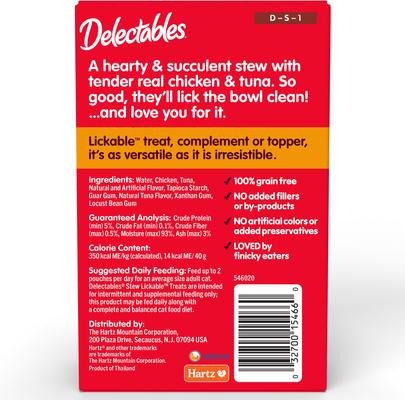 Show full view: Hartz Delectables Lickable Treat Stew Chicken & Tuna Lickable Cat Treats, 1.4-oz, 5 Count slide 8 of 13