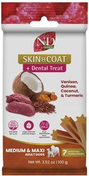 Farmina N&D Quinoa Skin & Coat Quail Medium & Maxi Dental Dog Treats, 3.5-oz bag, 7-count