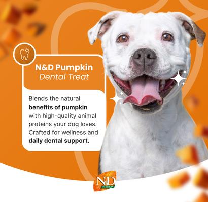 Show full view: Farmina N&D Pumpkin Lamb, Pumpkin, & Blueberry Mini Dental Dog Treats, 2.1-oz bag, 7-count slide 3 of 7