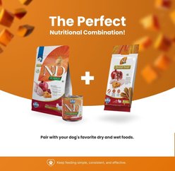 Farmina N&D Pumpkin Chicken, Pumpkin, & Pomegranate Mini Dental Dog Treats, 2.1-oz bag, 7-count slide 2 of 6