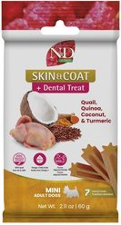 Farmina N&D Quinoa Skin & Coat Duck Mini Dental Dog Treats, 2.1-oz bag, 7-count