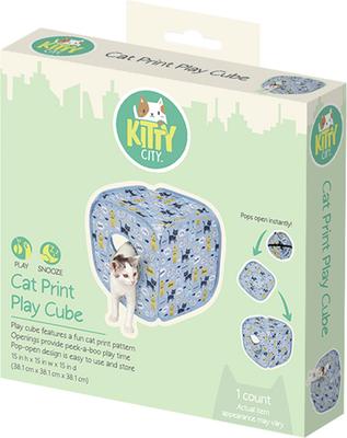 Show full view: Kitty City Cat Print Play Cube Cat House, Blue slide 7 of 9
