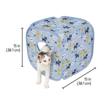 Show full view: Kitty City Cat Print Play Cube Cat House, Blue slide 6 of 9
