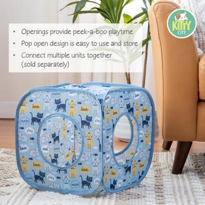 Show full view: Kitty City Cat Print Play Cube Cat House, Blue slide 5 of 9