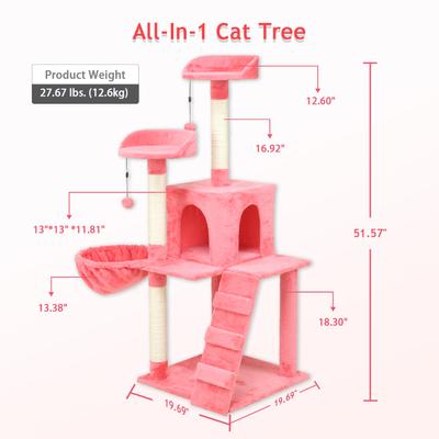Show full view: KZLAA 54-in Cat Tree & Condo, Apple Pink slide 4 of 8