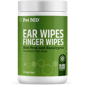 Pet MD Dog Ear Grooming Finger Wipes, 50 count