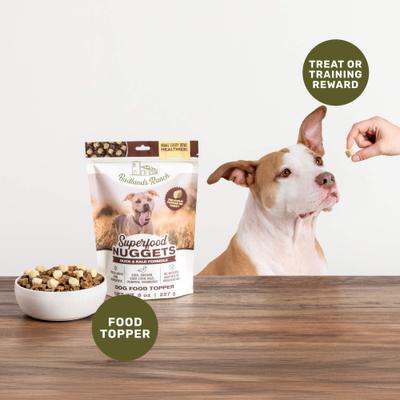 Show full view: Badlands Ranch Superfood Nuggets Duck & Kale Freeze-Dried Dog Food Topper, 8-oz bag slide 5 of 8