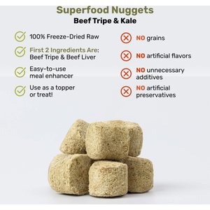 Badlands Ranch Superfood Nuggets Beef Tripe & Kale Freeze-Dried Dog Food Topper, 8-oz bag