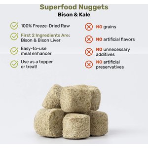 Badlands Ranch Superfood Nuggets Bison & Kale Freeze-Dried Dog Food Topper, 8-oz bag
