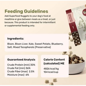 Badlands Ranch Superfood Nuggets Bison & Kale Freeze-Dried Dog Food Topper, 8-oz bag