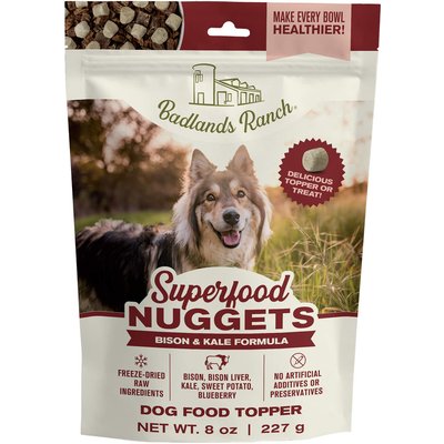 Badlands Ranch Badlands Ranch Superfood Nuggets Bison & Kale Freeze-Dried Dog Food Topper, 8-oz bag