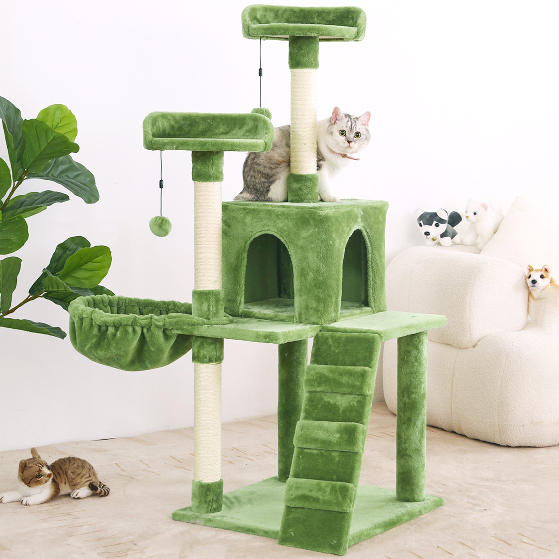 KZLAA 54-in Cat Tree & Condo, Green